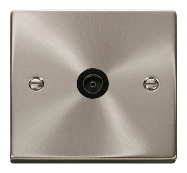Click Deco Satin Chrome 1 Gang Non Isolated Coaxial Socket