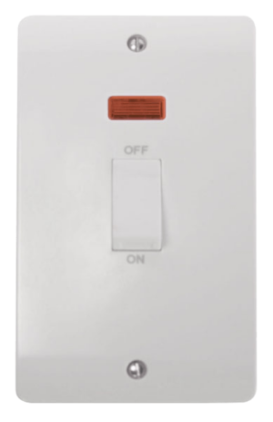 Click Mode 2 Gang 45A DP Vertical Switch Neon White Rocker