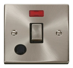 Click Deco Satin Chrome 1 Gang 20A DP Switch Flex Outlet