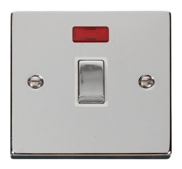 Click Deco Polished Chrome 1 Gang 20A DP Switch Neon