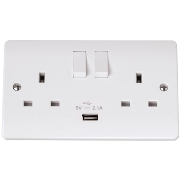 Click Mode 2 Gang USB Switched Socket