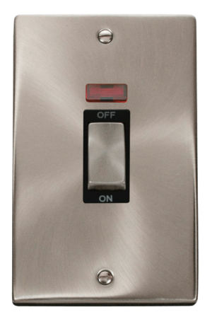 Click Deco Satin Chrome 1 Gang 45A DP Vertical Switch