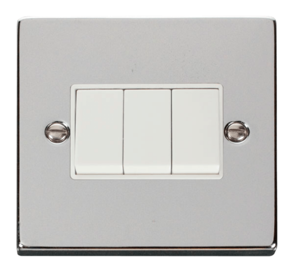 Click Deco Polished Chrome 3 Gang 2 Way Light Switch