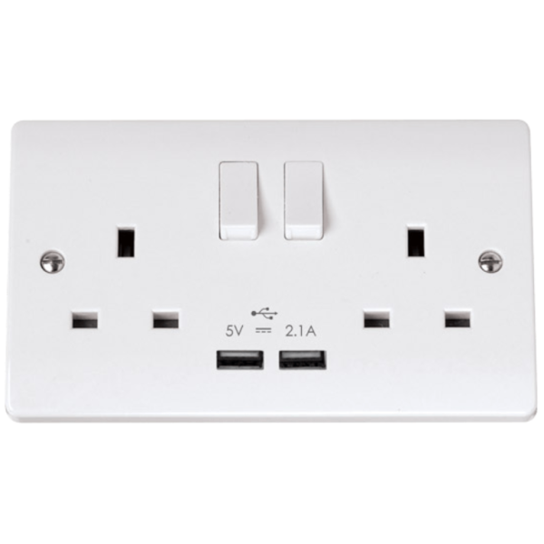 Click Curva 2 Gang Switched USB Socket