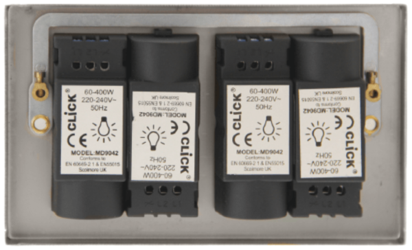Click Deco Satin Chrome 4 Gang 2 Way 400w Dimmer - Image 2