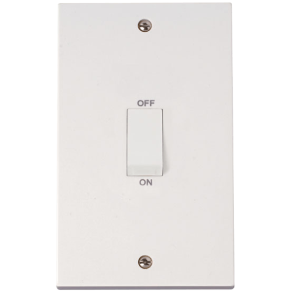 Click Polar 2 Gang 45A DP Vertical Switch White Rocker