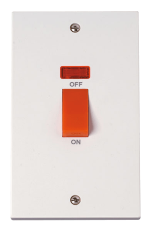 Click Polar 2 Gang 45A DP Vertical Switch Neon